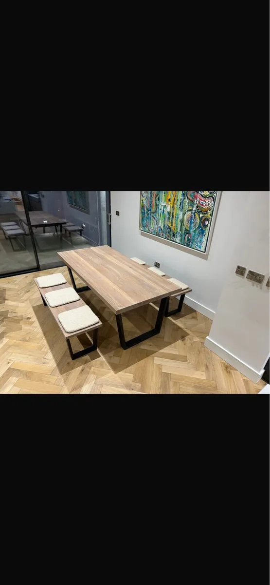 EZ Living large extending dining table & benches - Image 2