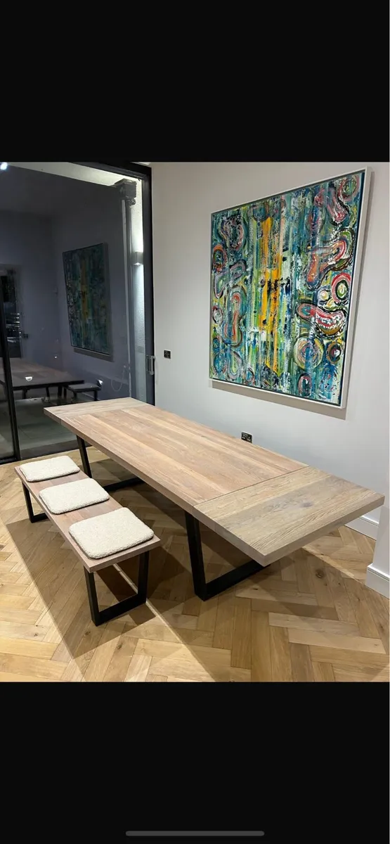 EZ Living large extending dining table & benches - Image 4