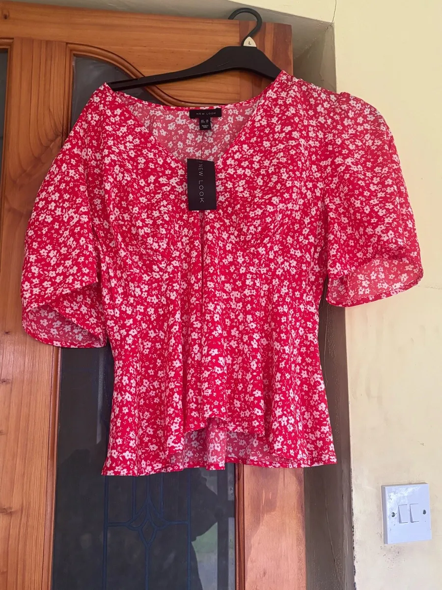 Red White Peplum Top - Image 1
