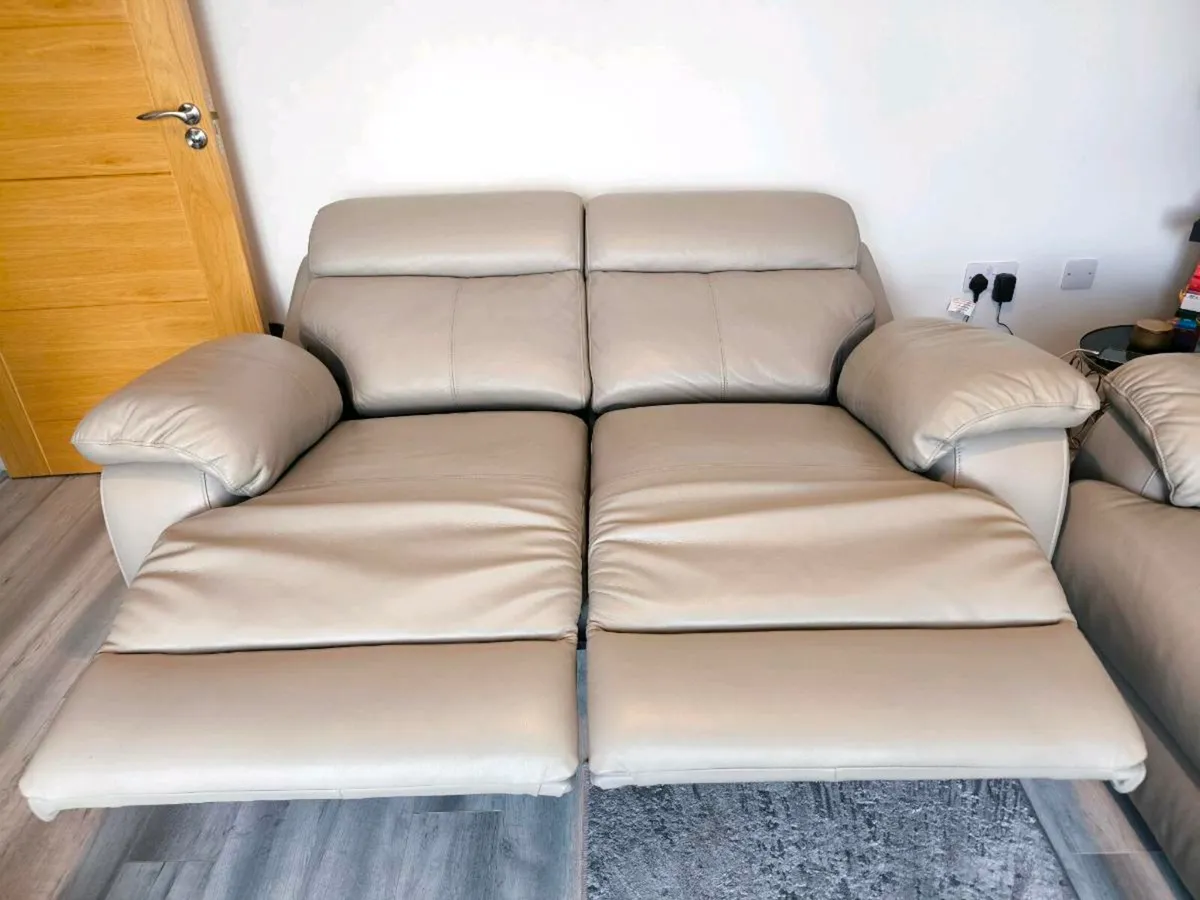 2 Leather light grey power recliner Seater Sofa - Image 1