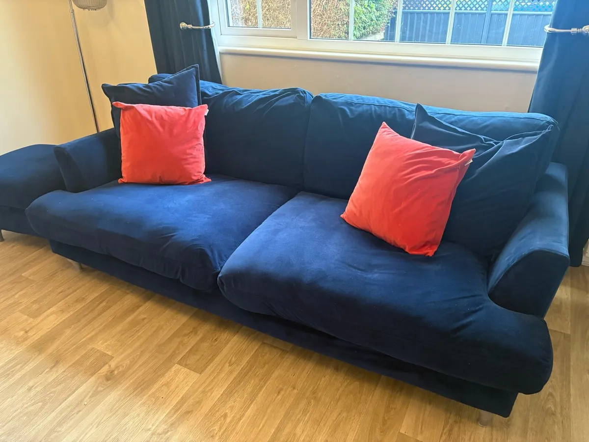 4 seater sofa, cuddler chair and storage puff - Image 2