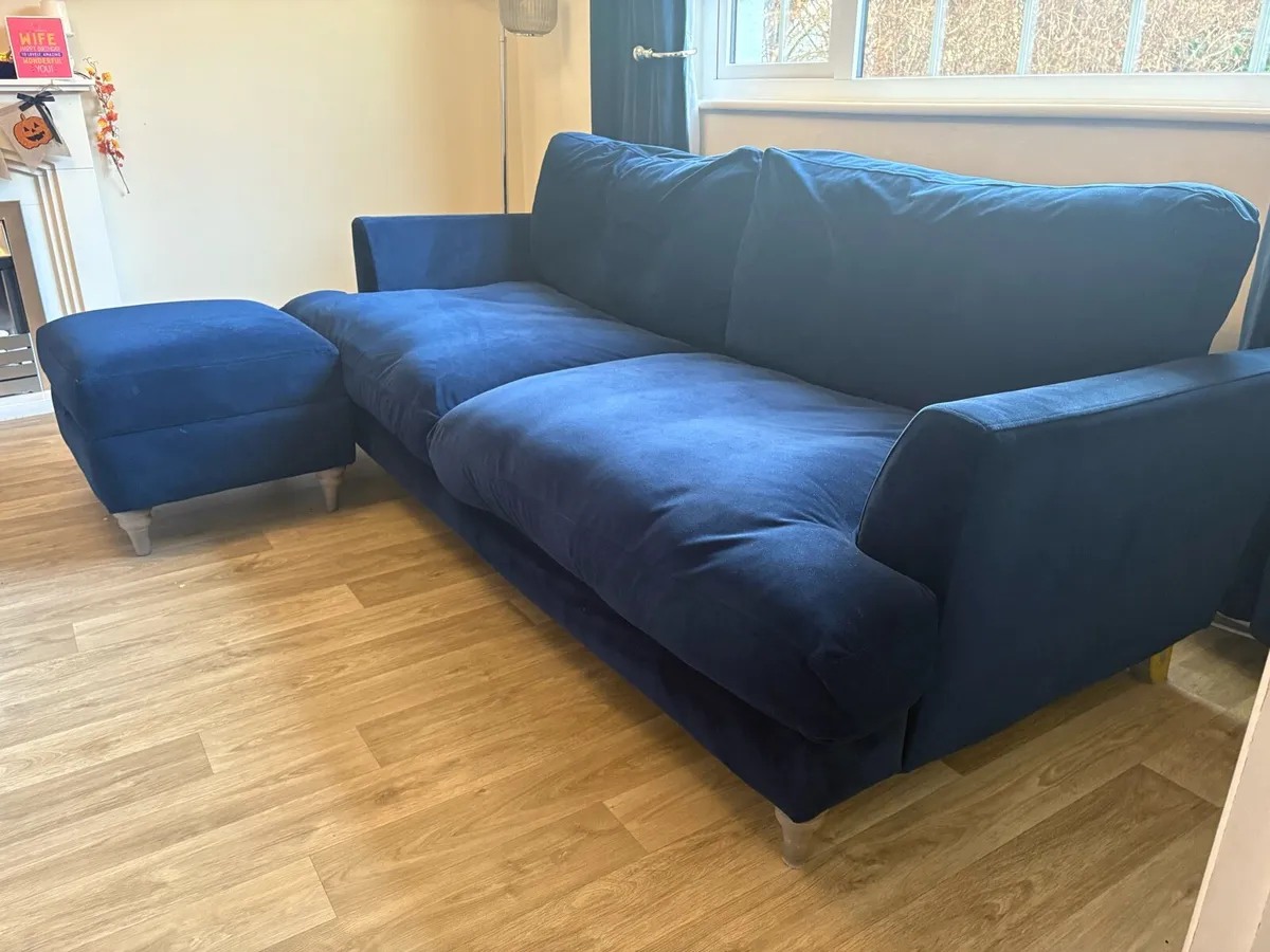 4 seater sofa, cuddler chair and storage puff - Image 4