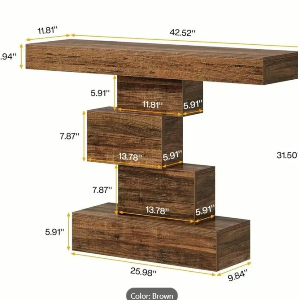 Farmhouse Console Table 42.5 Inch Narrow Sofa Tabl - Image 2