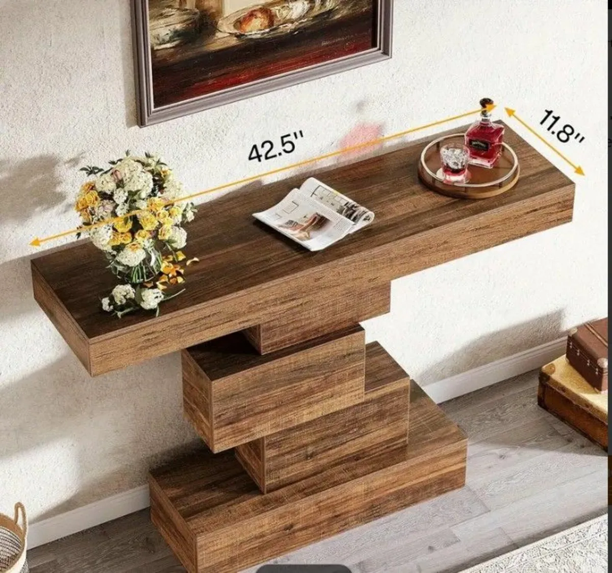 Farmhouse Console Table 42.5 Inch Narrow Sofa Tabl - Image 4