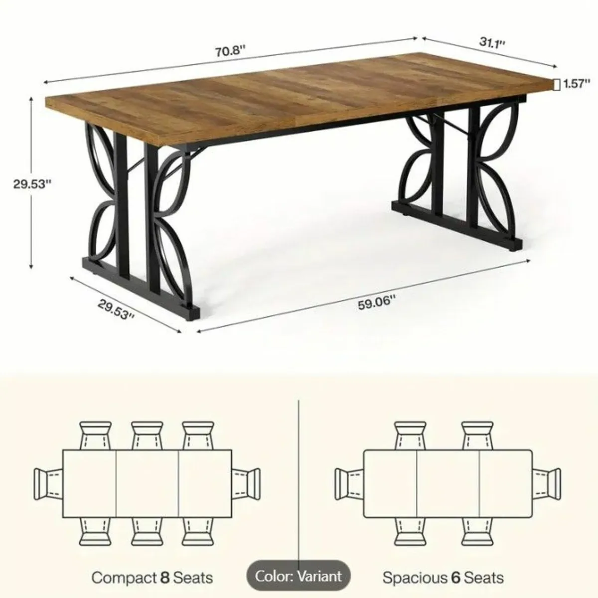 Dining table 6 seater up to 8 - Image 4