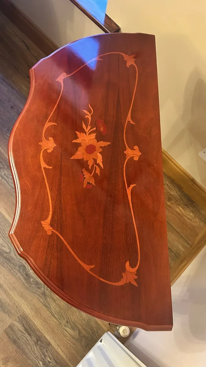 Mahogany half moon hall table with drawer - Image 2
