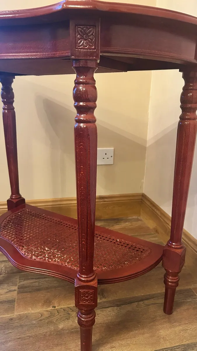 Mahogany half moon hall table with drawer - Image 3