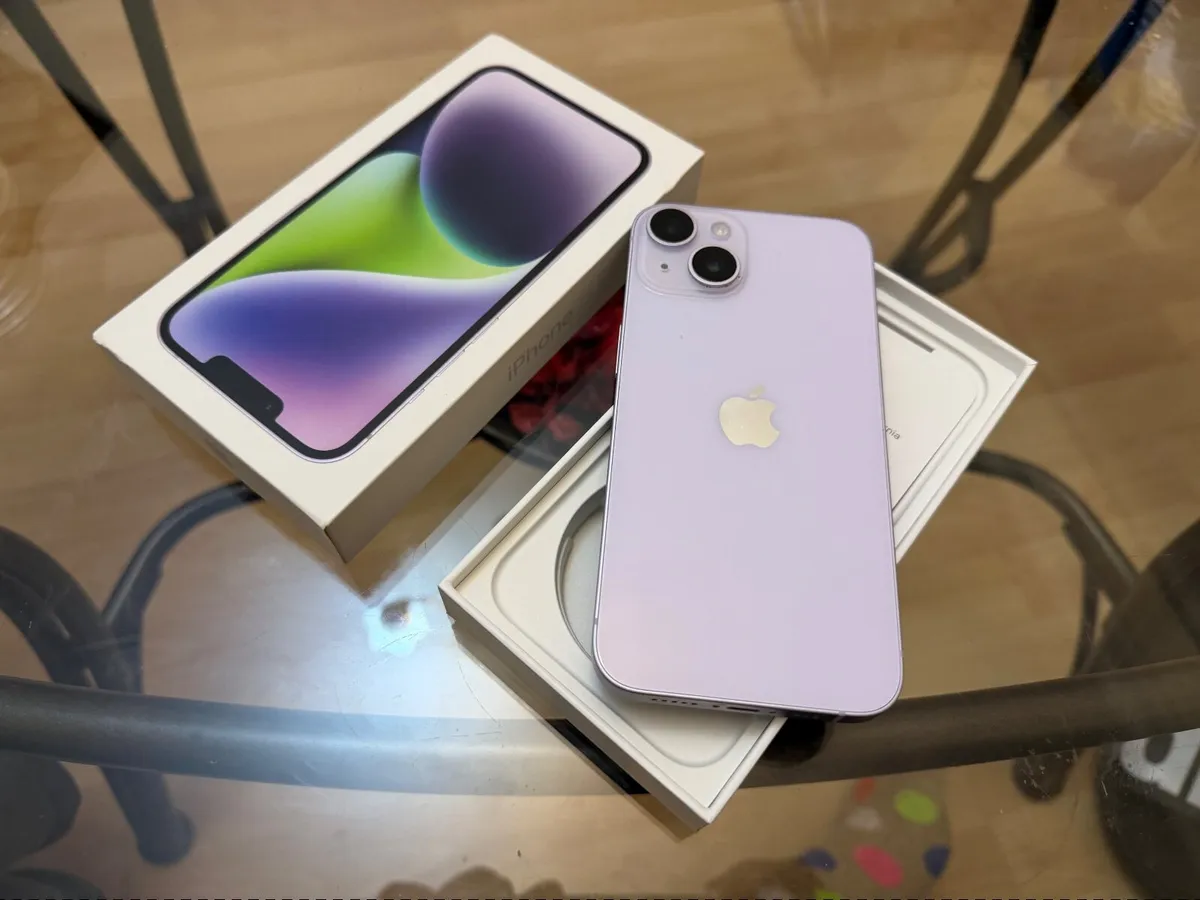 iPhone 14 Purple Unlocked 128GB Like New - Image 2