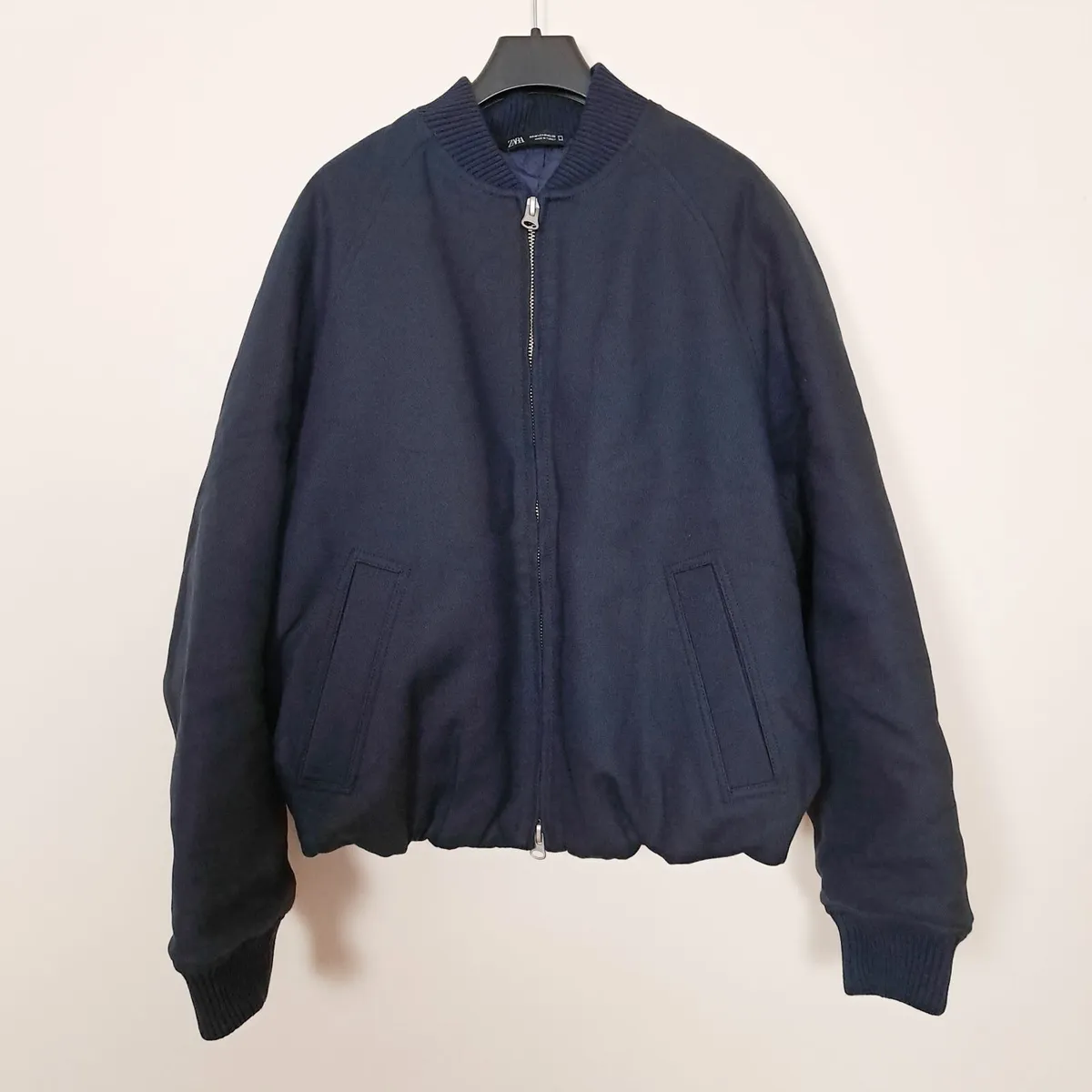 Zara Navy Blue Bomber Jacket Mens Padded Lined M - Image 2