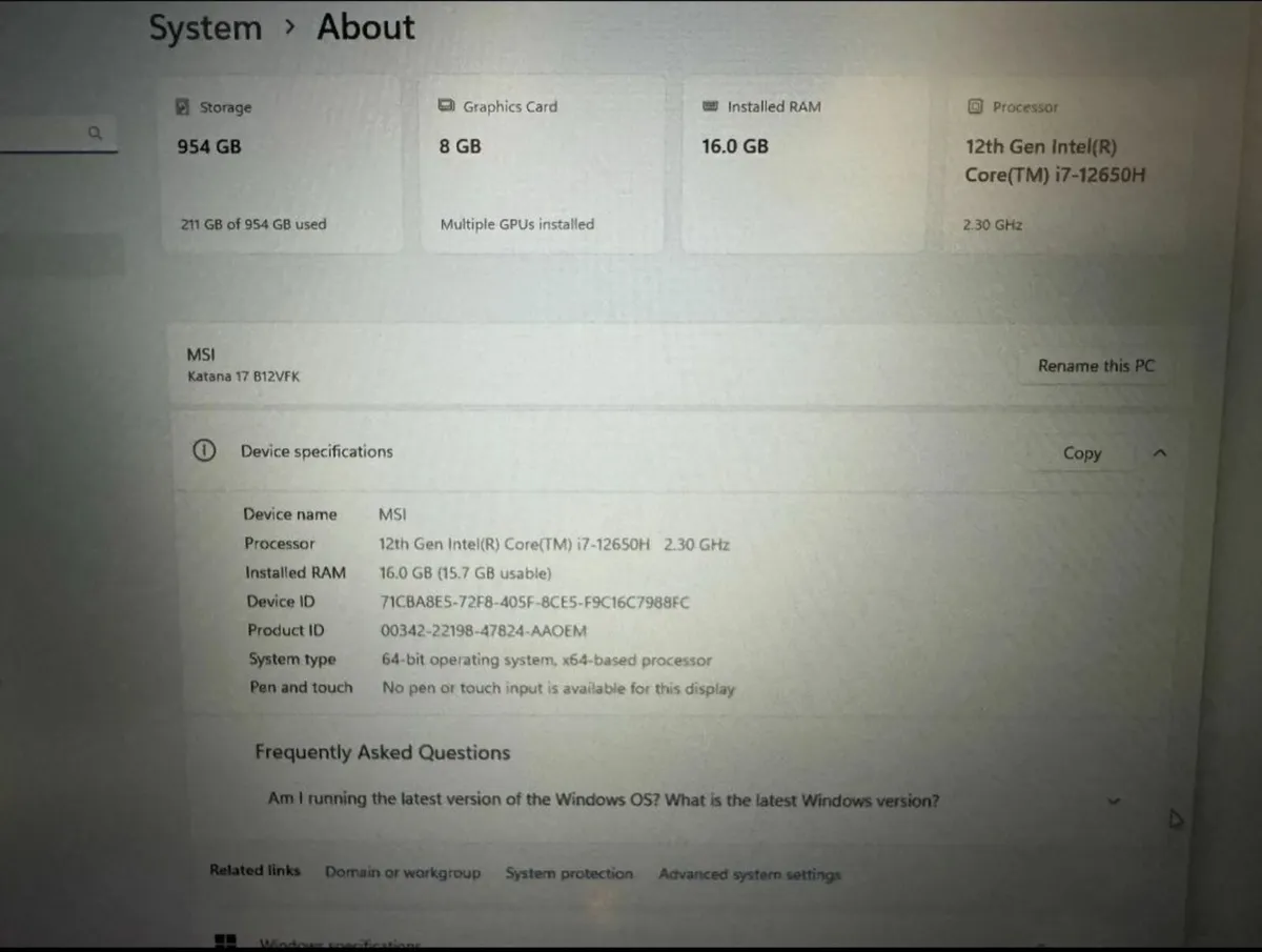 MSI Katana 17 i7-12650H RTX4060 16GB 1TB SSD - Image 2