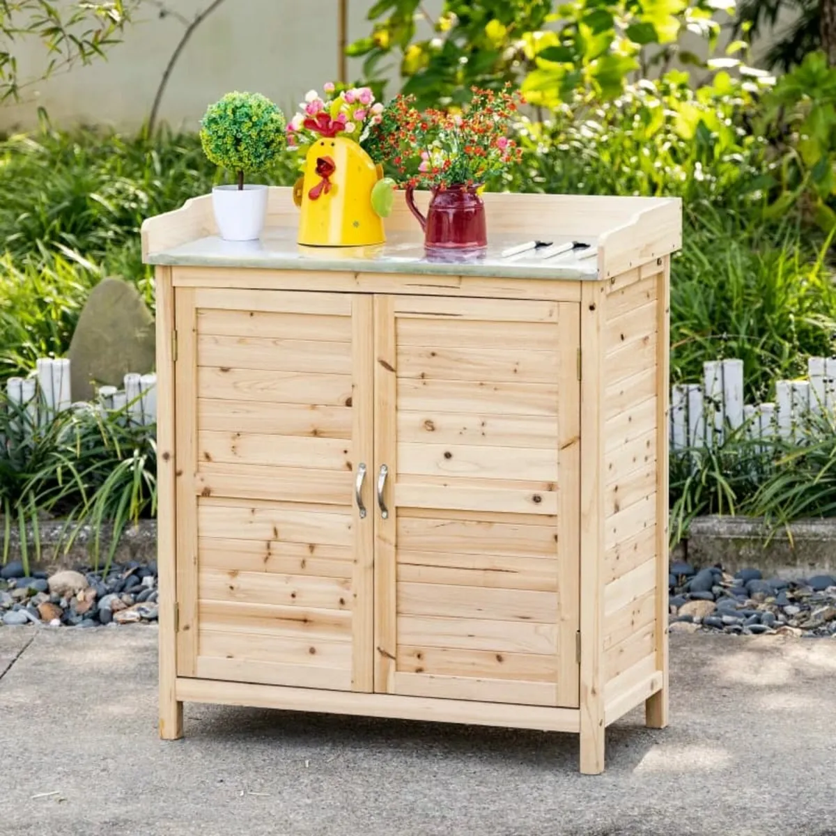 Garden Cabinet with 2 Compartments, Metal Work Sur - Image 2