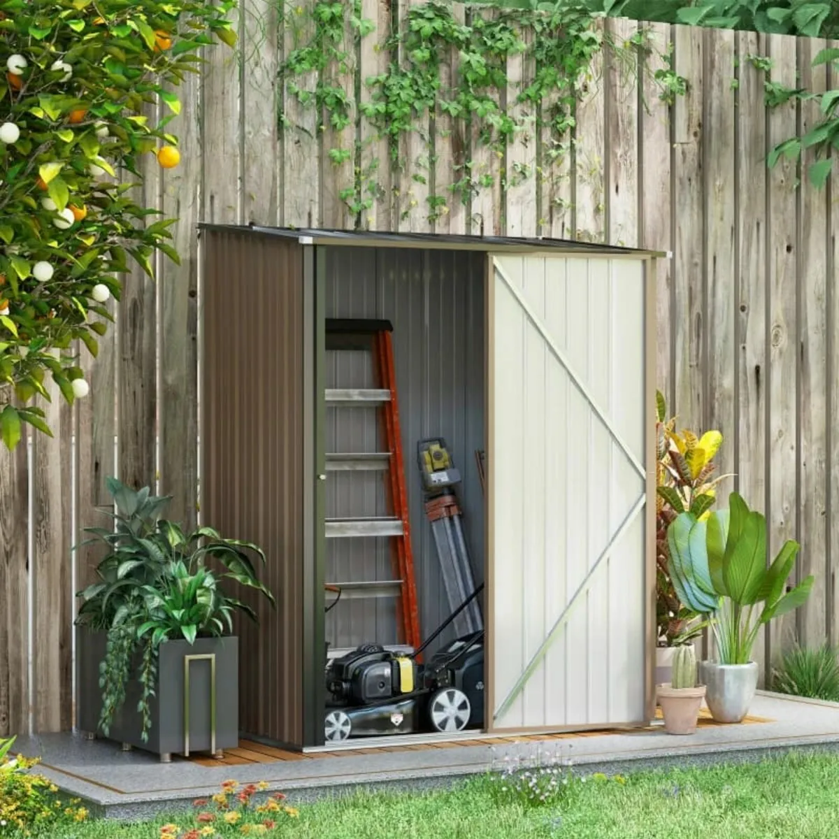 5.3ft× 3.1ft Outdoor Storage Shed, Steel Garden Sh - Image 3