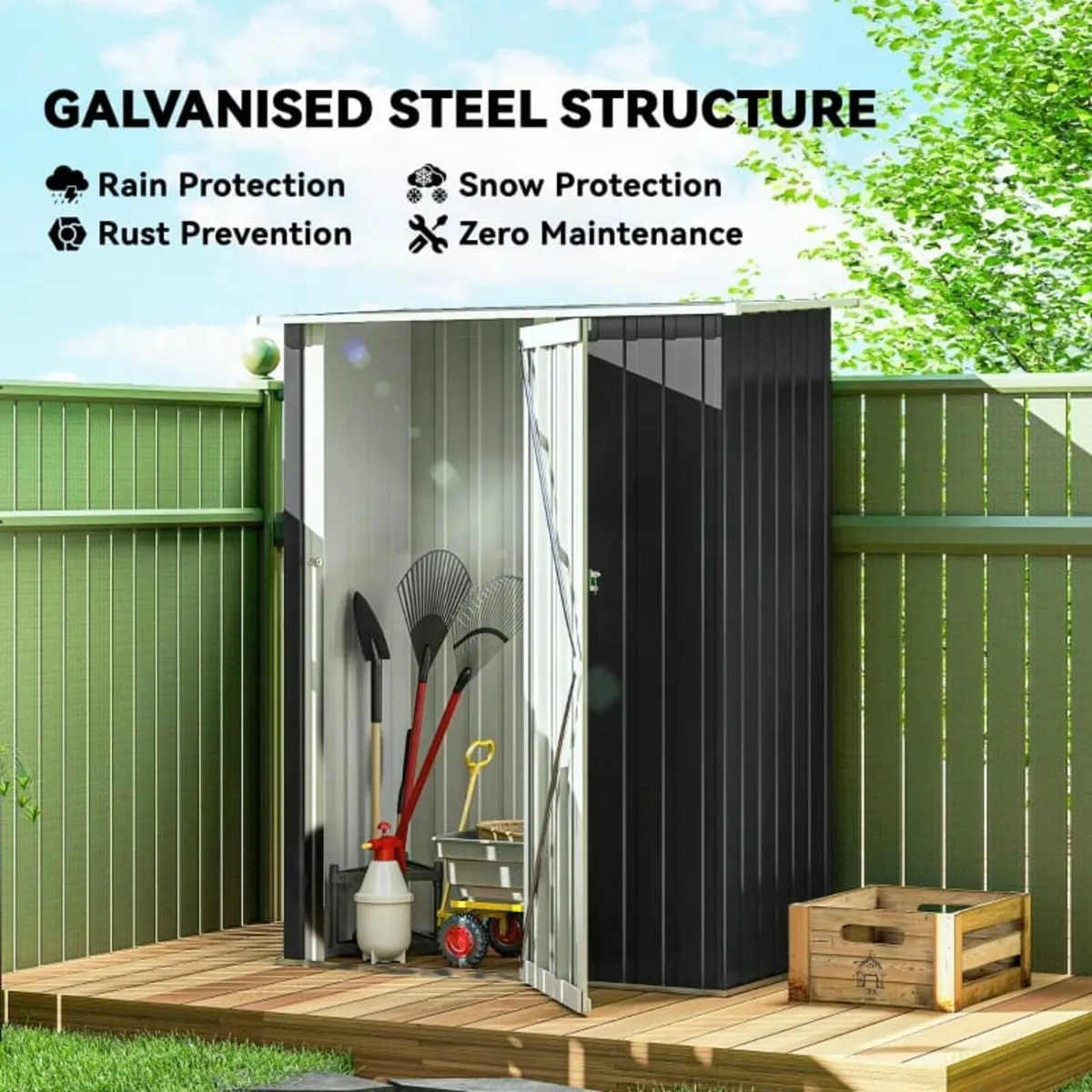 5ft x 3ft Garden Storage Shed, Outdoor Tool Shed w - Image 2