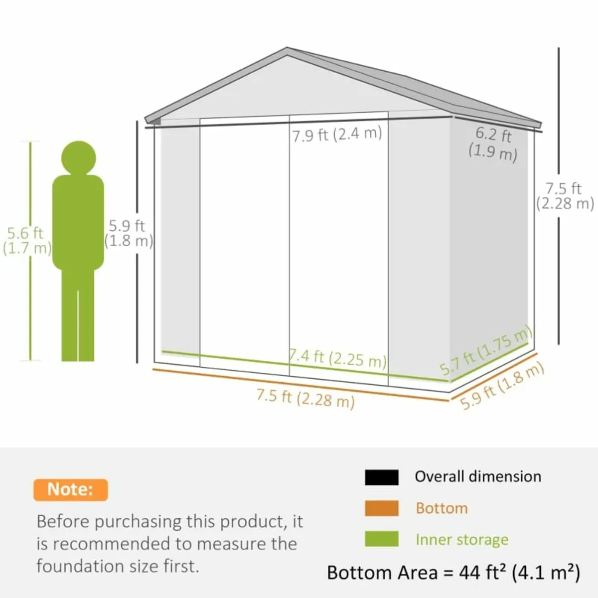 4 x 3ft Plastic Garden Storage Shed - Foundation K - Image 3