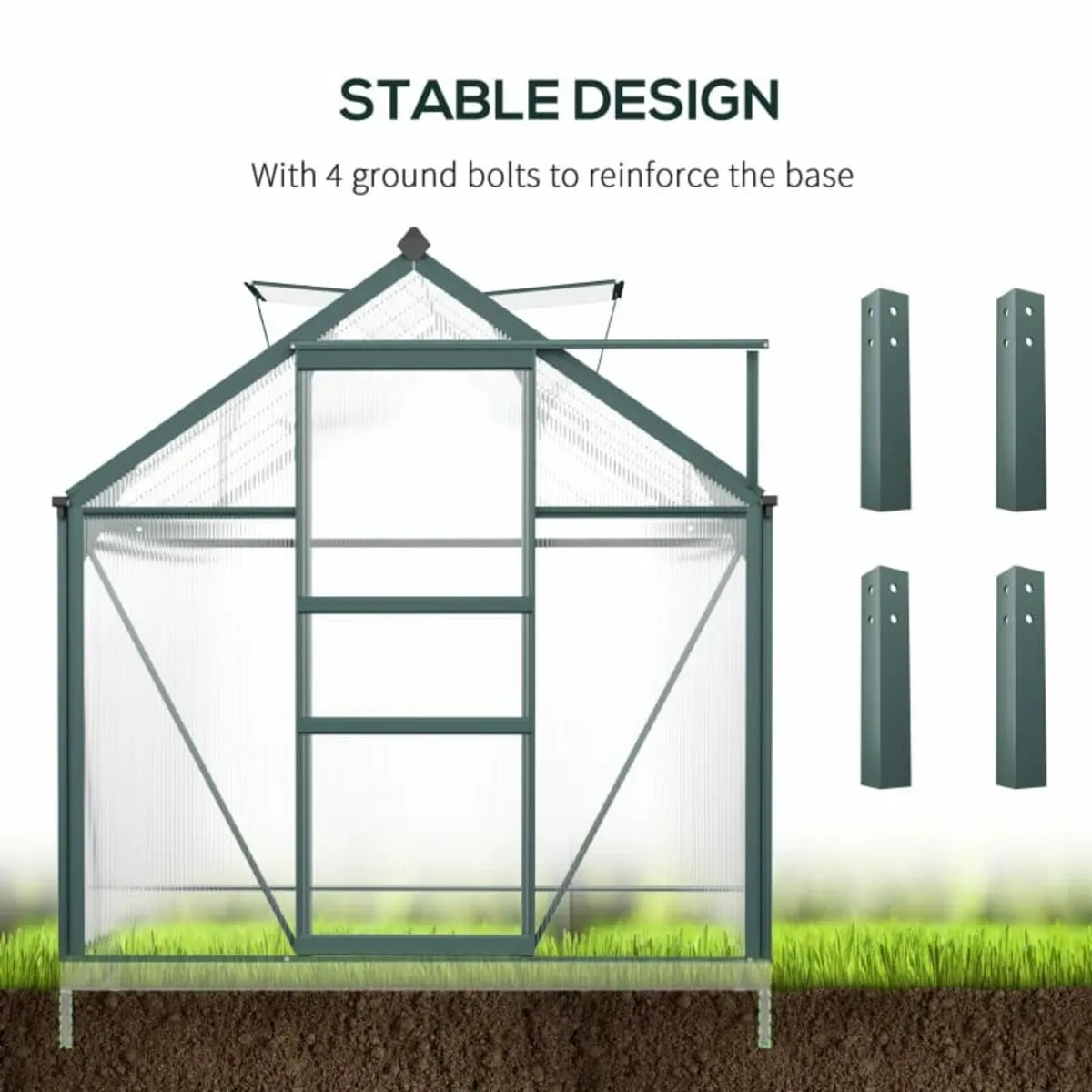 6 x 10ft Polycarbonate Greenhouse - Large Walk-In - Image 4