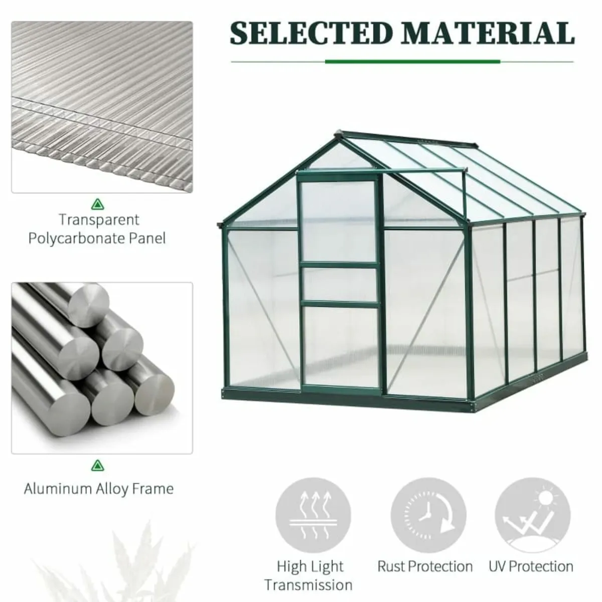 Clear Polycarbonate Greenhouse Large Walk-In Green - Image 2