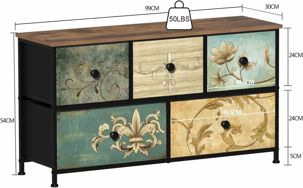 5 Drawers Wide Dresser Bedroom TV Stand Storage - Image 4