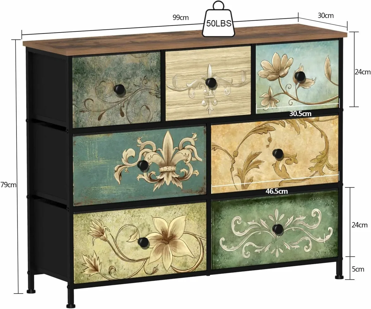Chest of Drawers Dresser Bedroom 7 Storage - Image 3