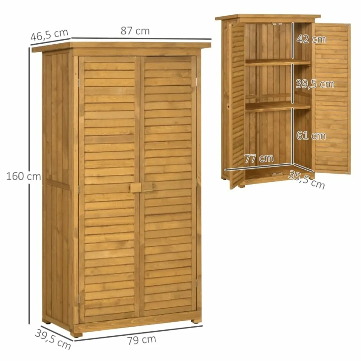 Garden Wood Storage Shed Fir Wood Shutter Tool Cab - Image 3