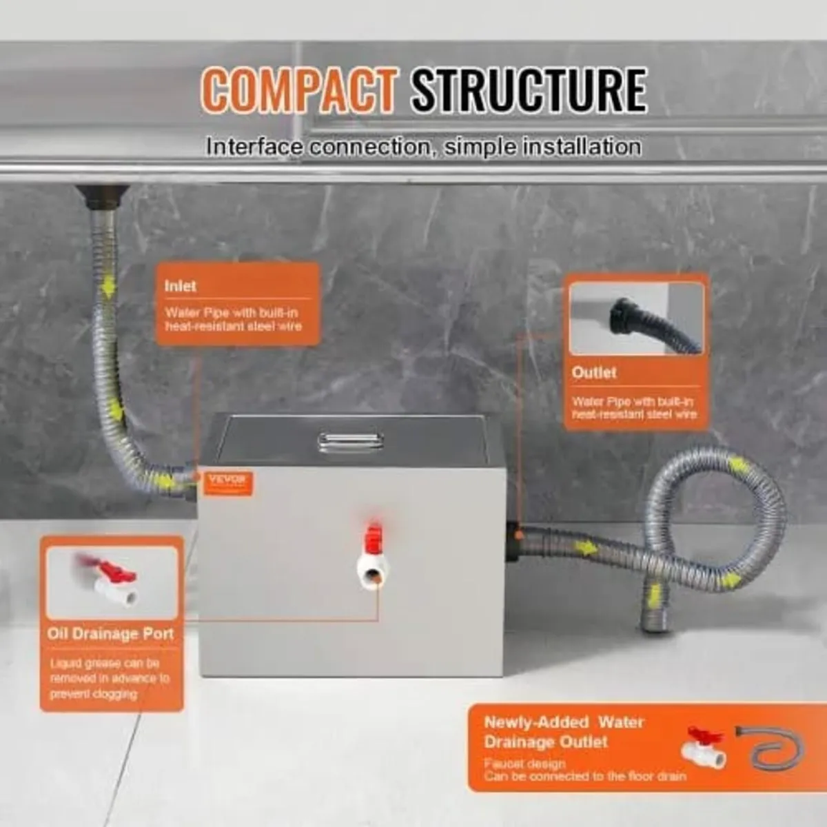 Commercial Grease Trap, 3.6 kg Grease Interceptor, - Image 2