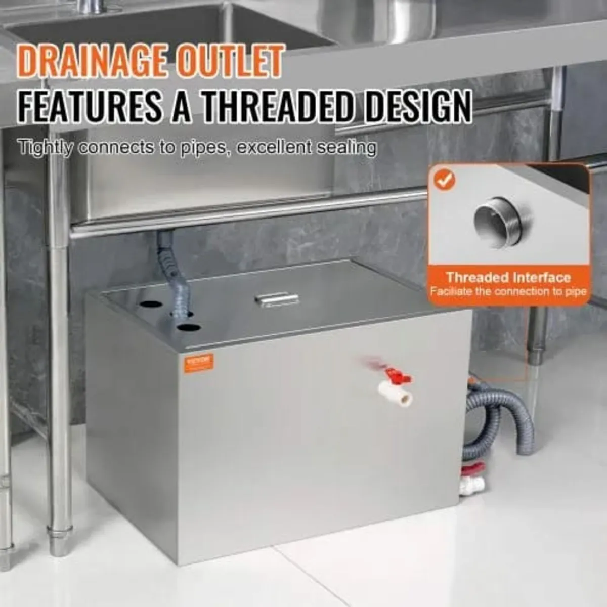 Commercial Grease Trap, 40 LBS Grease Interceptor, - Image 3