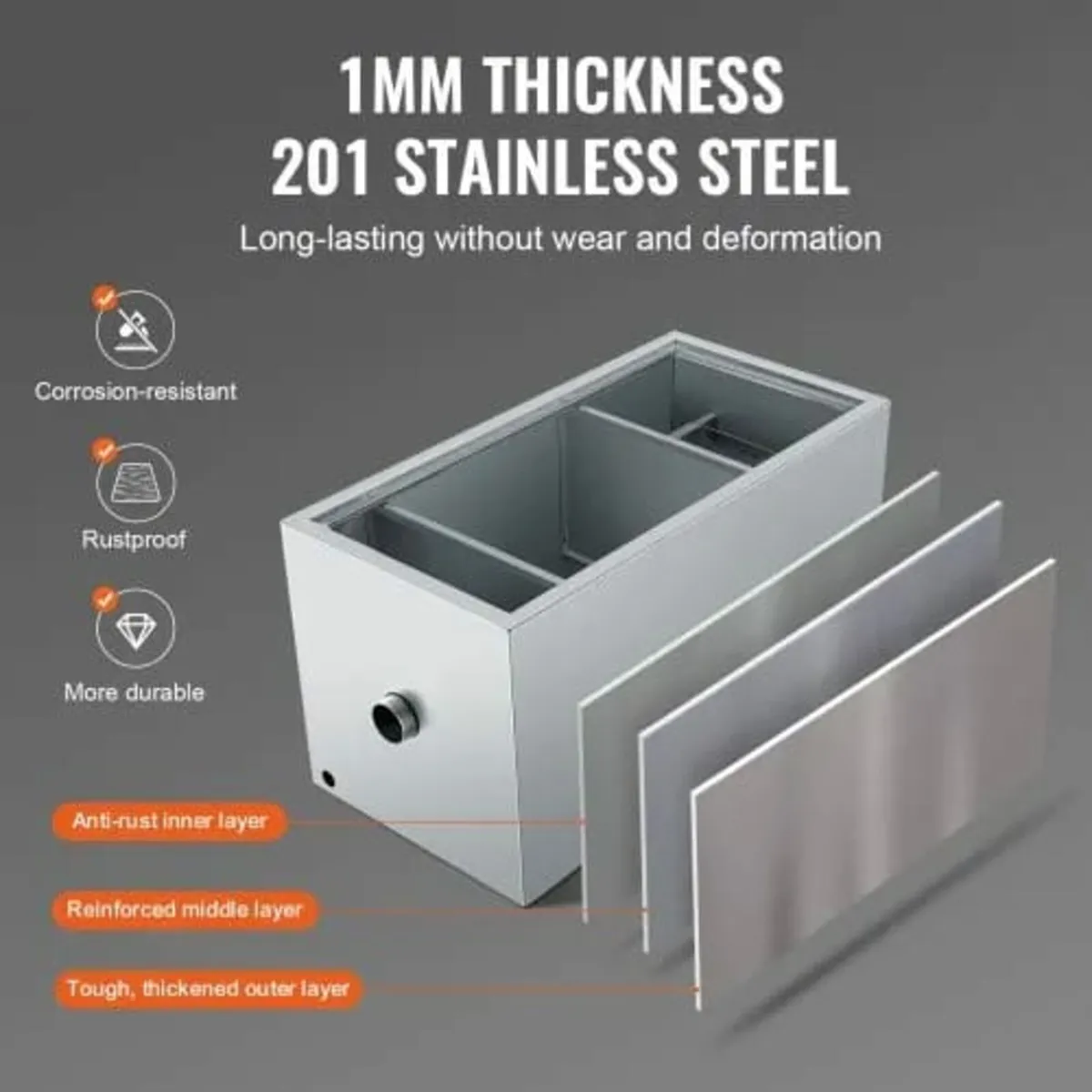 Commercial Grease Trap, 11.3 kg Grease Interceptor - Image 2