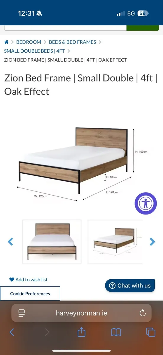 Small Double Bed Frame - Image 1