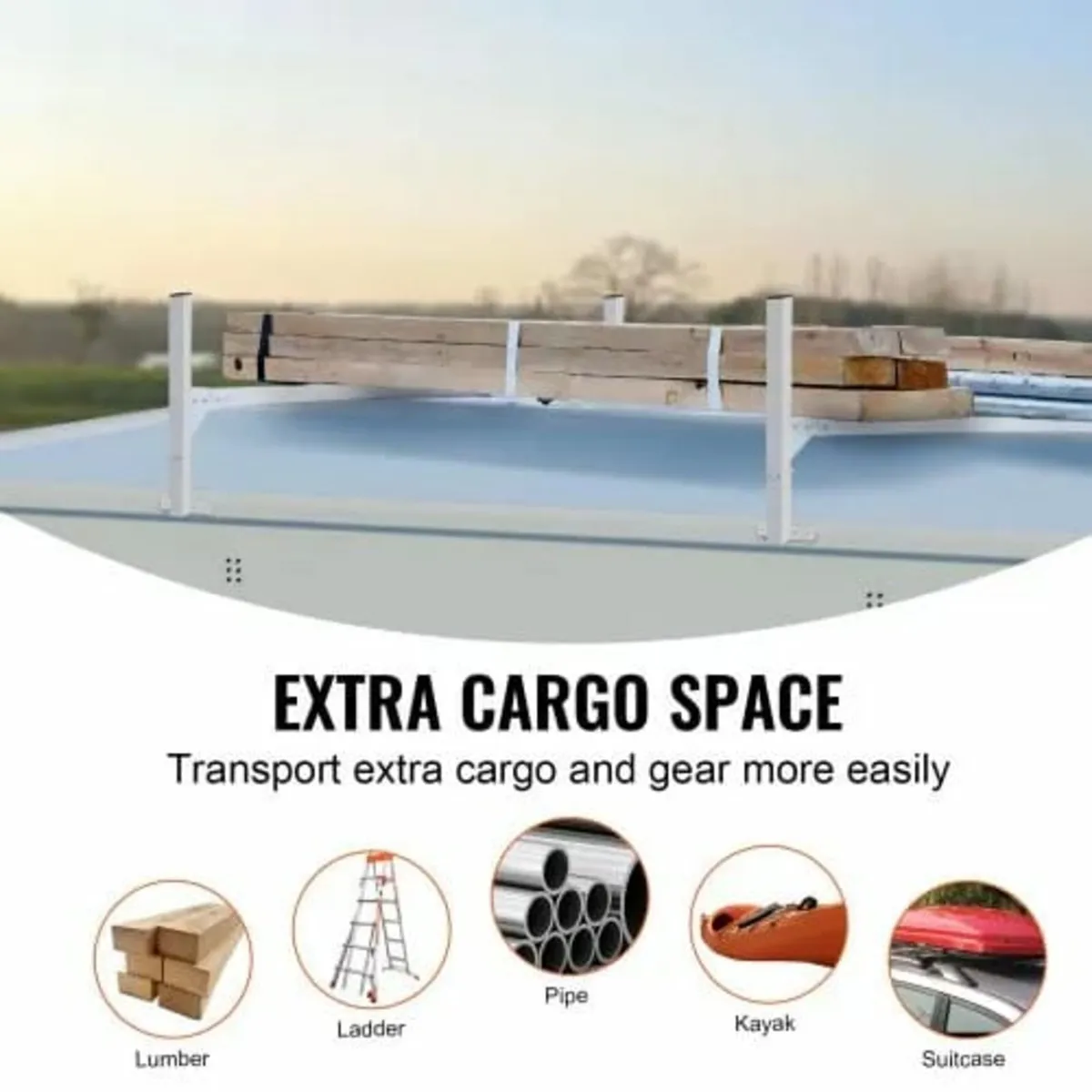 2 Bars Aluminum Alloy Roof Ladder Racks, 181 kg Ca - Image 3