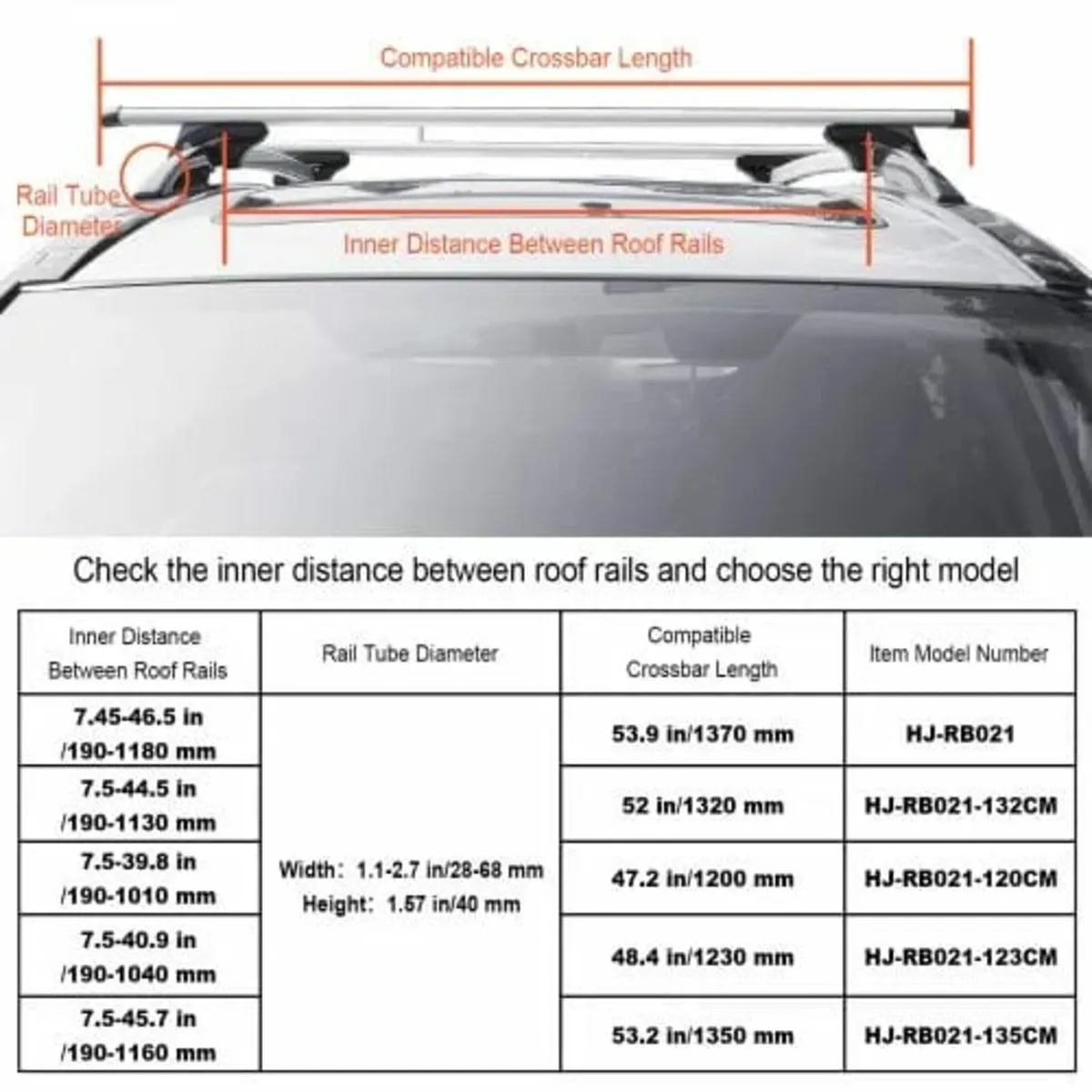 Roof Rack Crossbar 135.1 cm Length for Vehicle w/ - Image 3