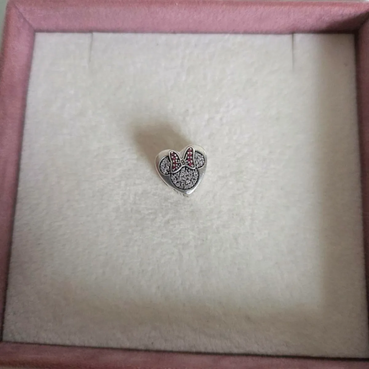 Pandora charm heart sparkly Minnie&Mickey - Image 1