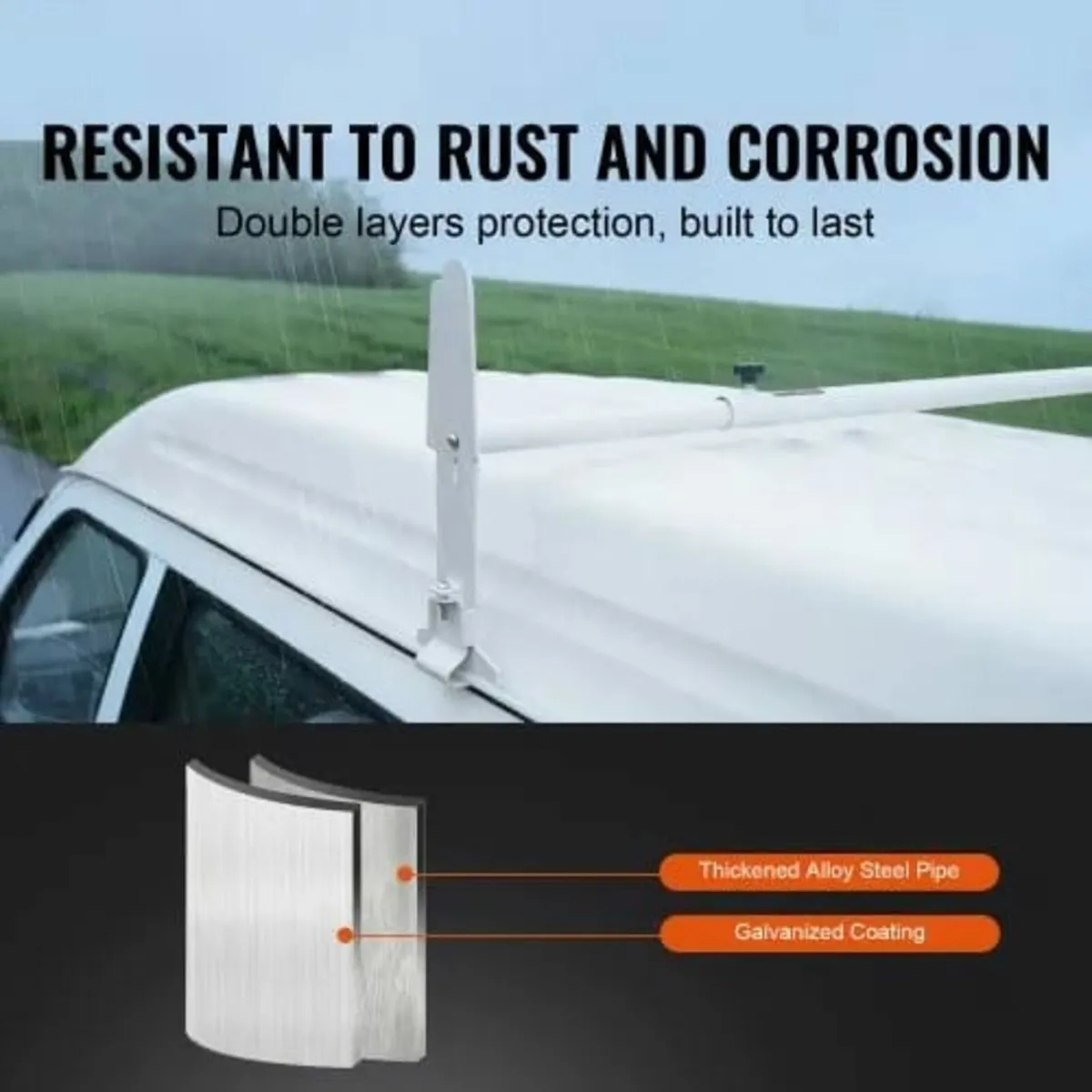 Van Roof Ladder Rack, 2 Bar Alloy Steel Ladder Rac - Image 3