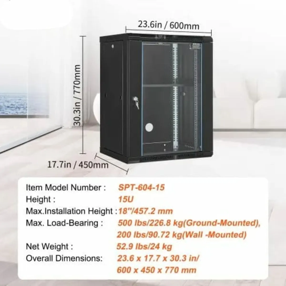 15U Wall Mount Network Server Rack Cabinet Enclosu - Image 3