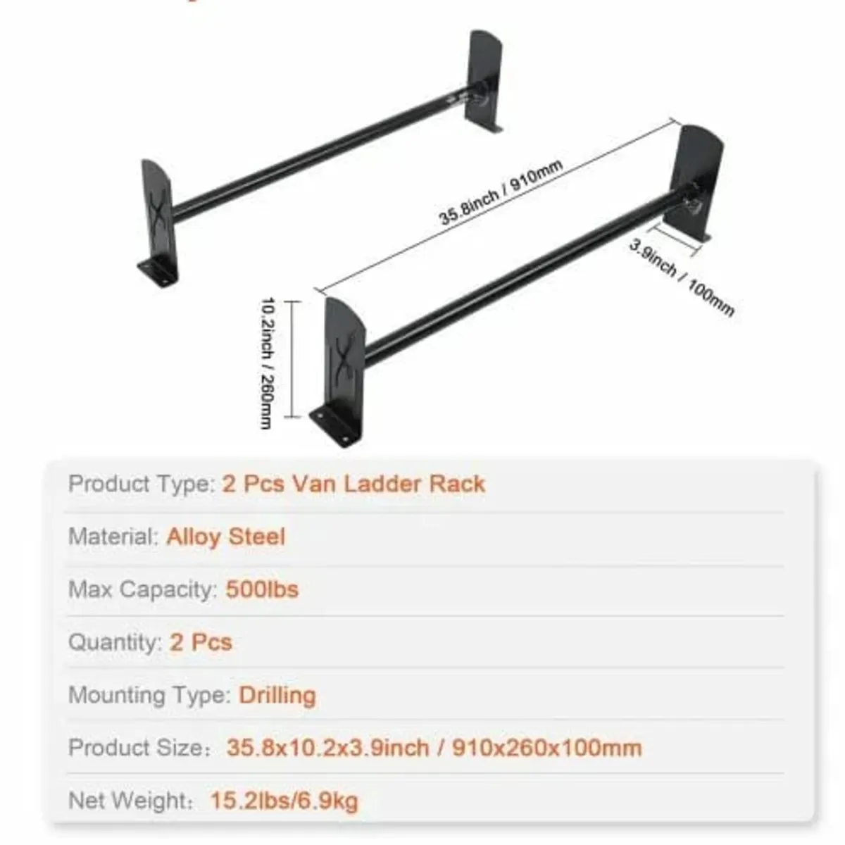 2 Bars Alloy Steel Roof Racks, 227 KG Capacity Roo - Image 2