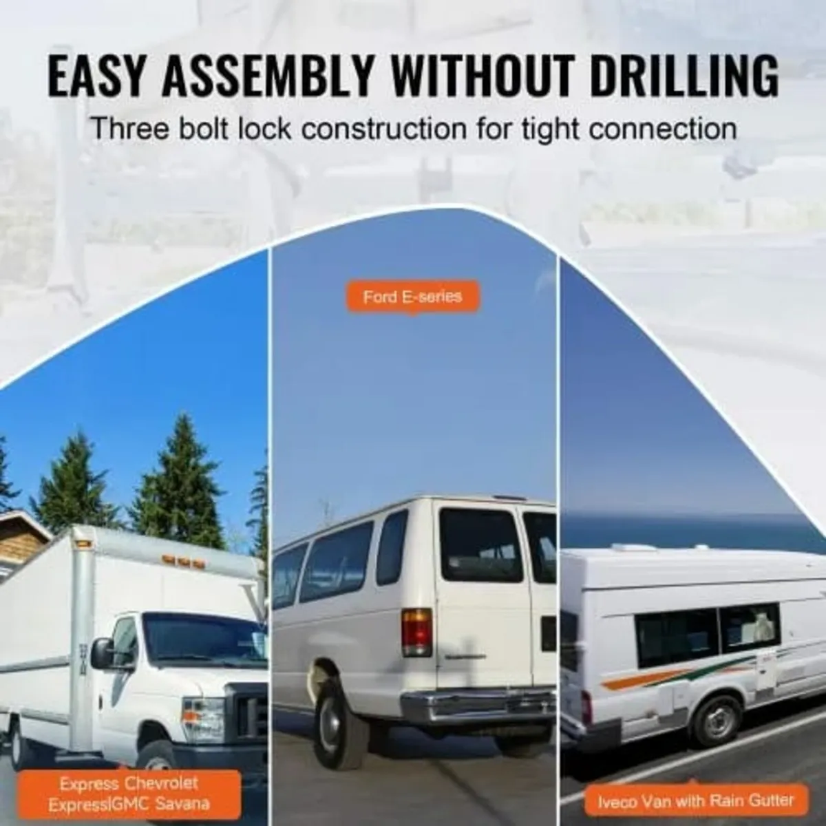 Van Roof Ladder Rack, 3 Bars Alloy Steel Roof Rack - Image 3