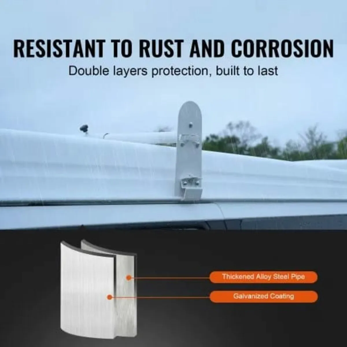 Van Roof Ladder Rack, 3 Bars Alloy Steel Roof Rack - Image 4