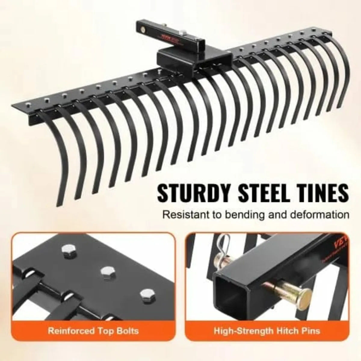 Tow Behind Landscape Rake, 60" Tow Dethatcher with - Image 3