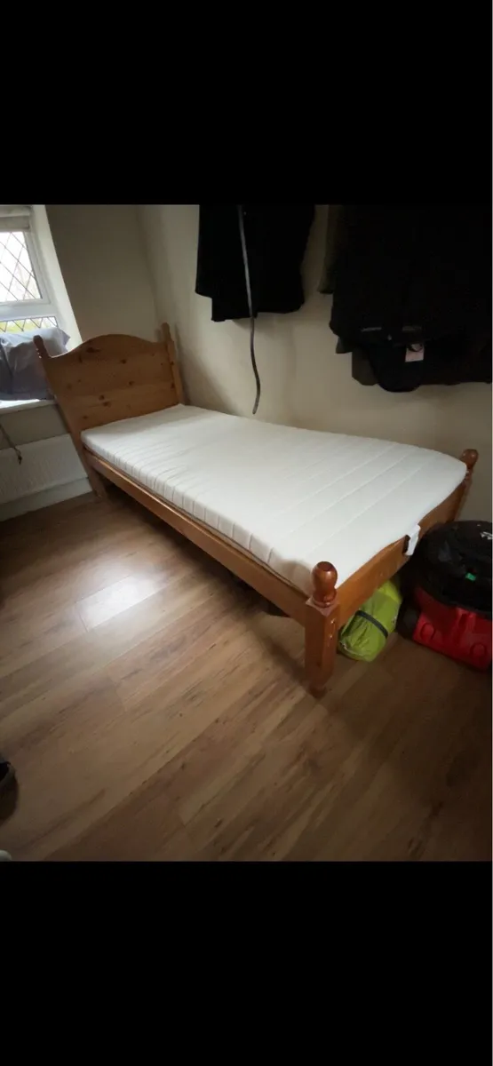 Single pine bed with brand new mattress