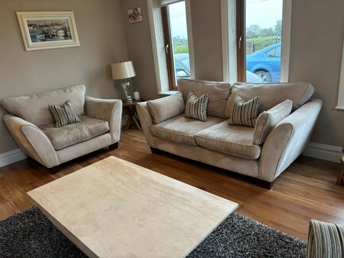 Sofa, chairs, table, and rug - Image 1