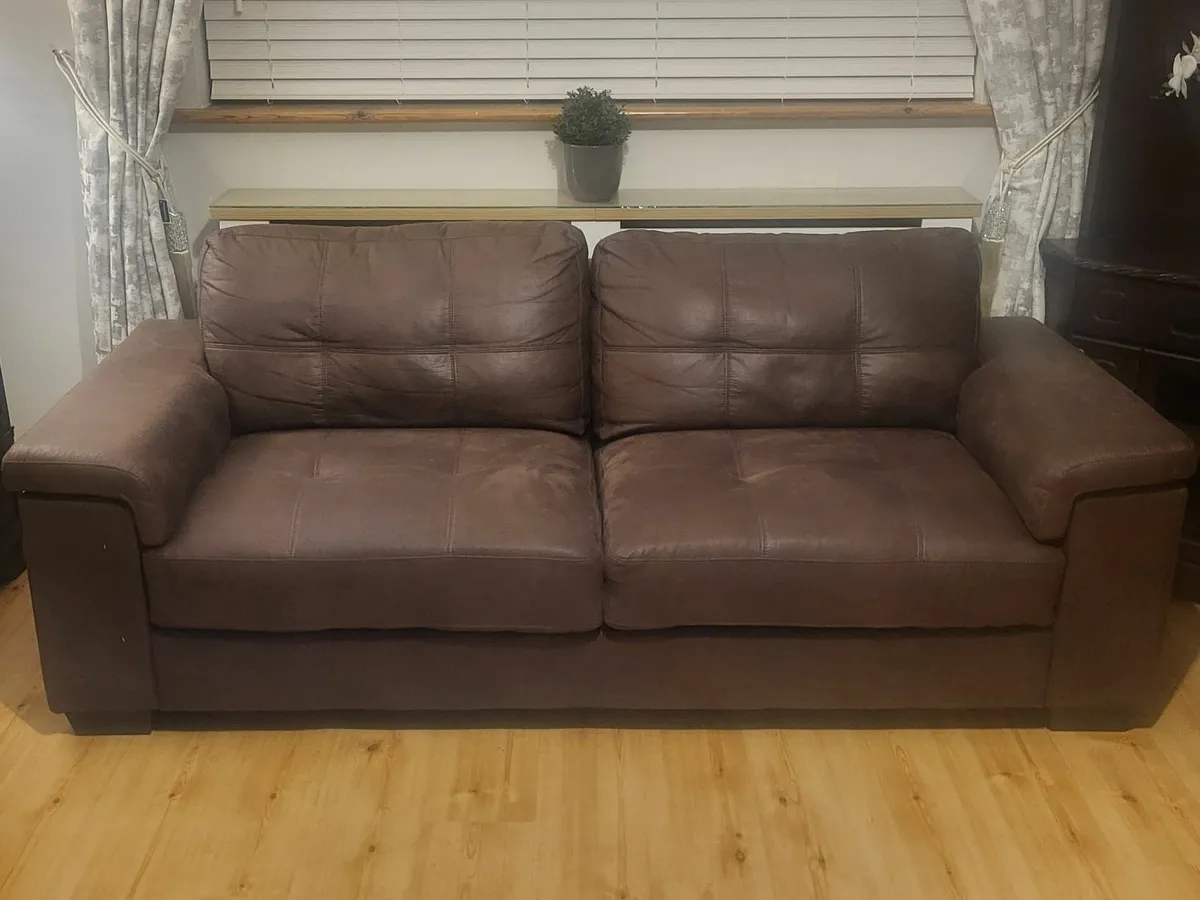 3-seater Brown Sofa - Image 2