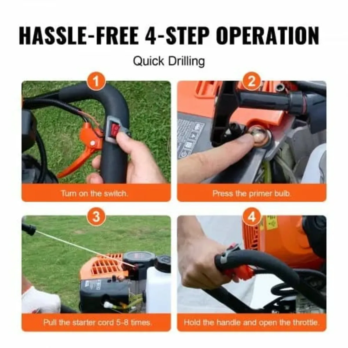 Gas Post Hole Digger 63CC 2400W with 20.3 cm Drill - Image 2
