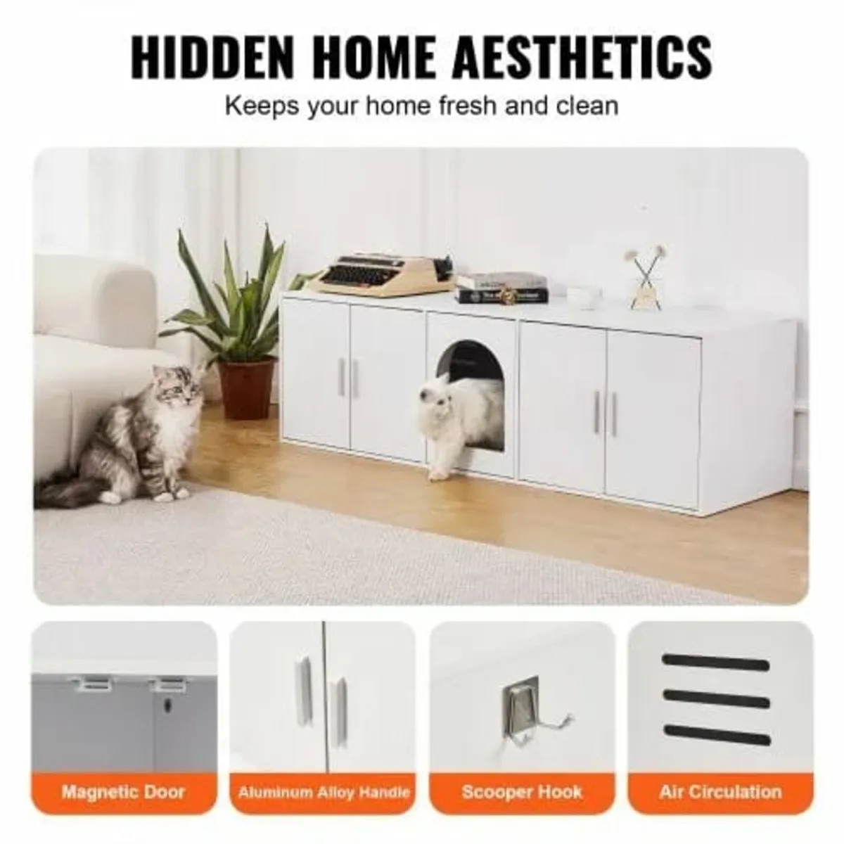 Cat Litter Box Enclosure Wooden Litter Box Furnitu - Image 4