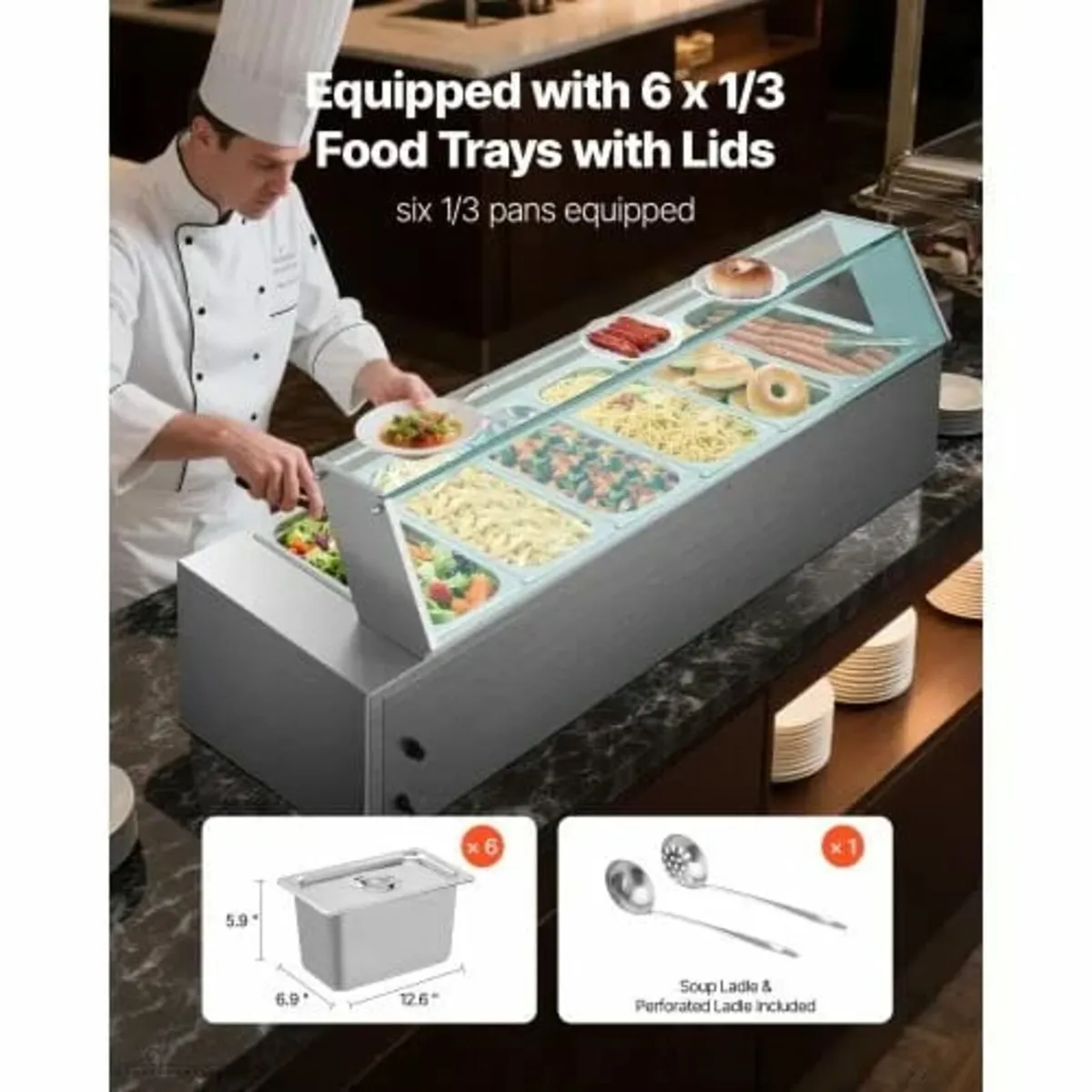 Commercial Food Warmer, 1500W Electric Stainless S - Image 2