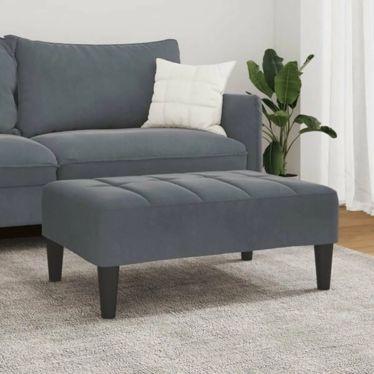 Footstool Dark Grey 77x55x31 cm Velvet - Image 2