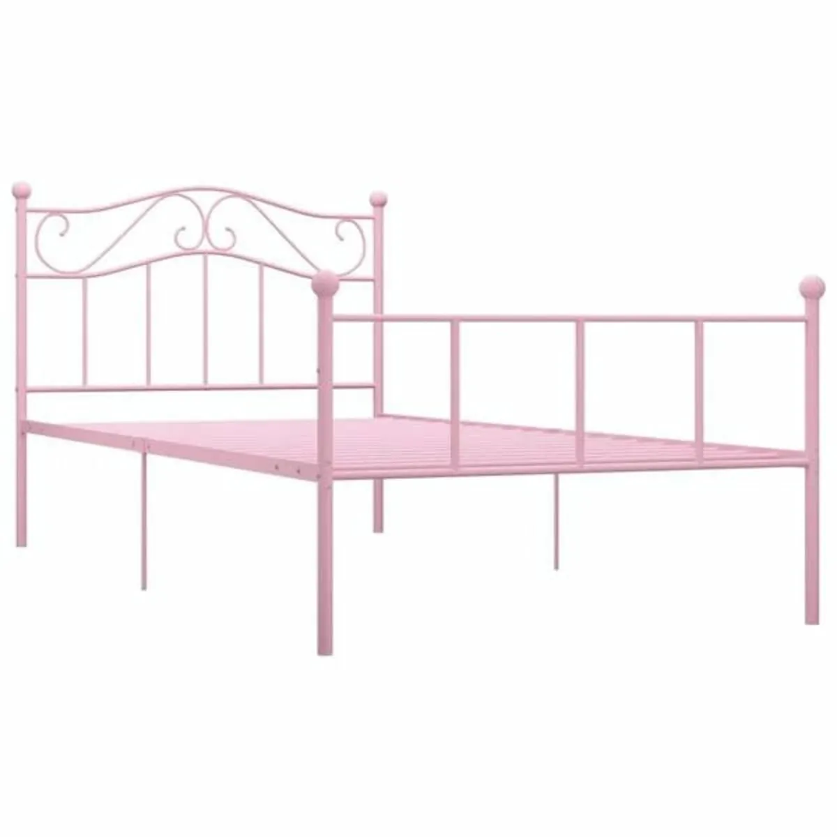 Bed Frame without Mattress Pink Metal 90x200 cm - Image 2