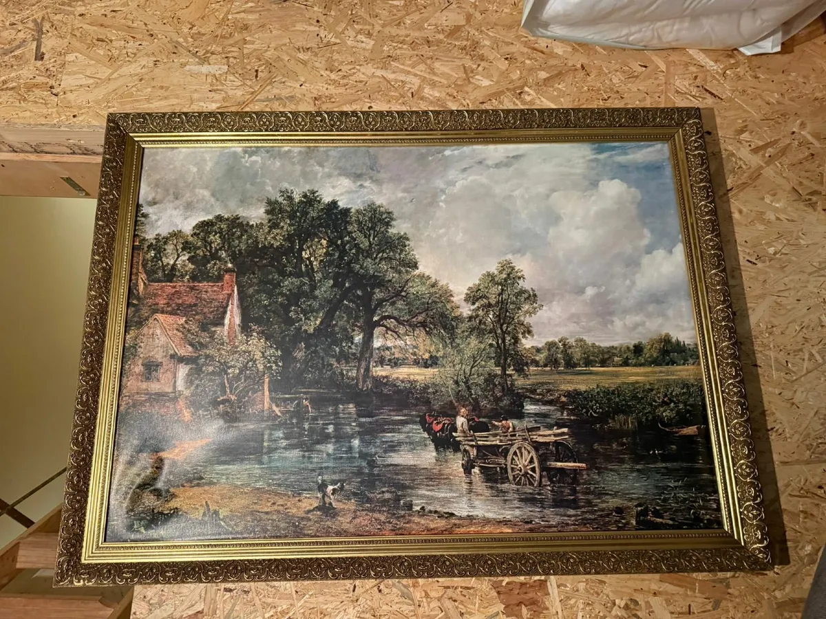 Large Framed Print – Countryside Scene with Wagon