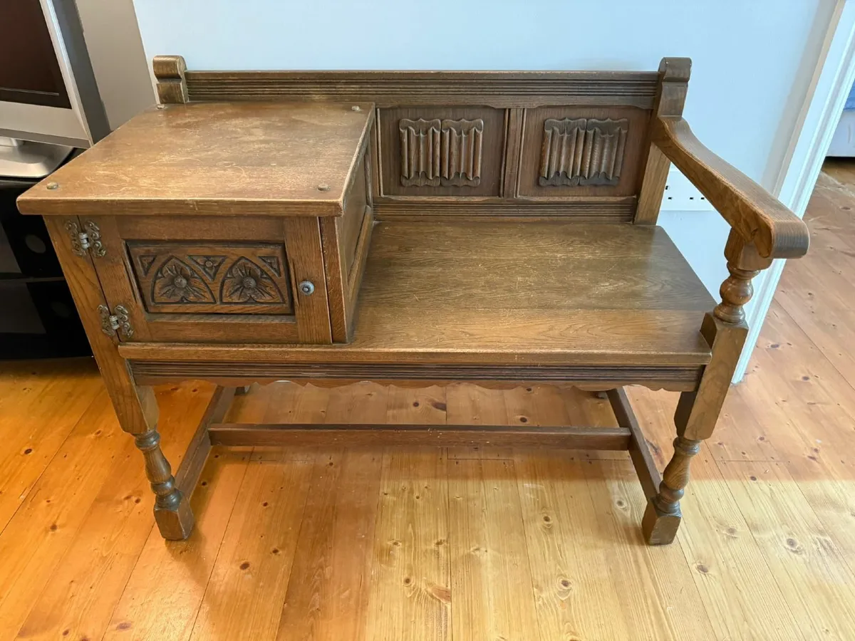 Solid Wood Hall Seat with Storage – Vintage Carved
