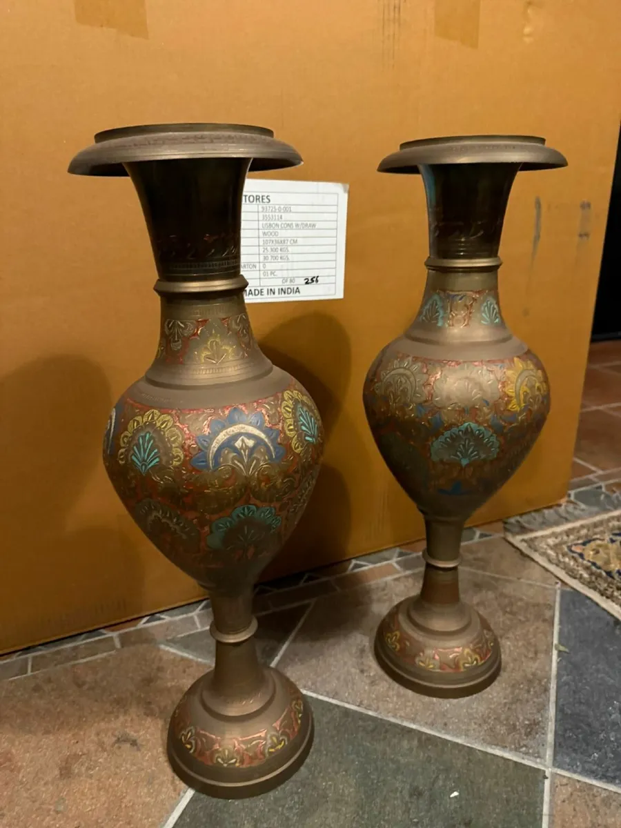 Pair of Decorative Indian Brass Vases