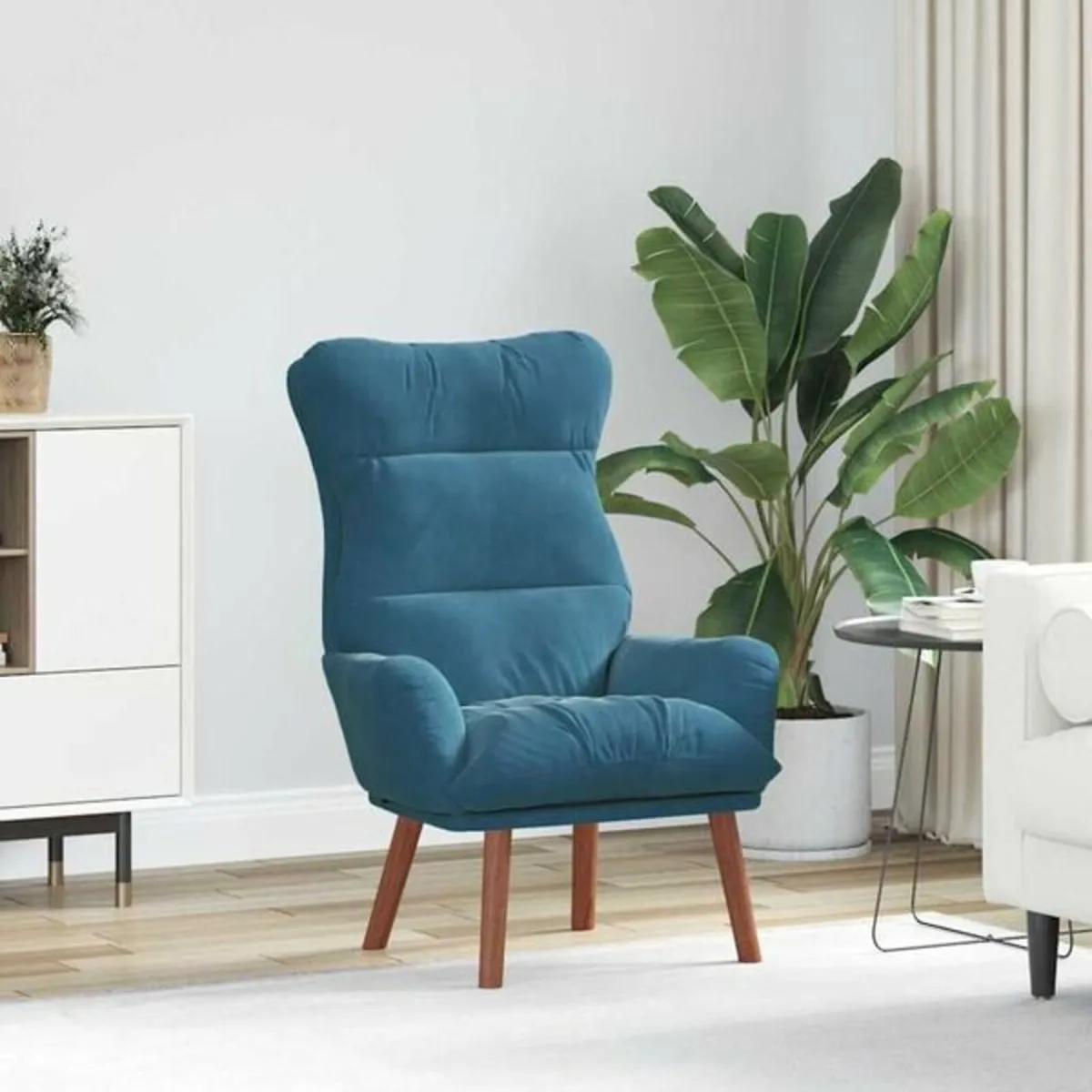 Relaxing Chair Blue 69 x 74 x 93 cm Velvet - Image 2