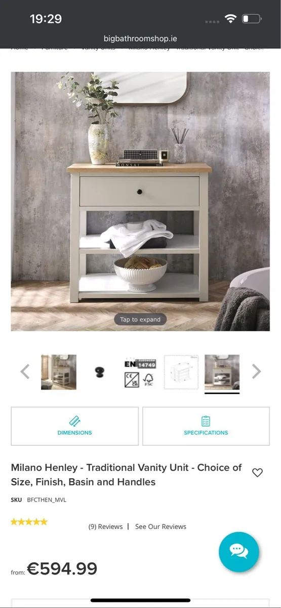 Milano Henley 800mm Bathroom Vanity Brand New - Image 2
