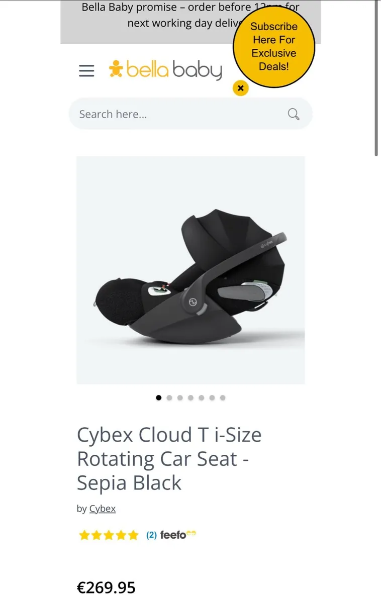 Cybex Cloud T isize car seat (black) and 2X bases - Image 1